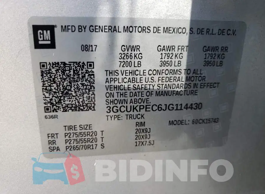 3GCUKPEC6JG114430 Photo# 10
