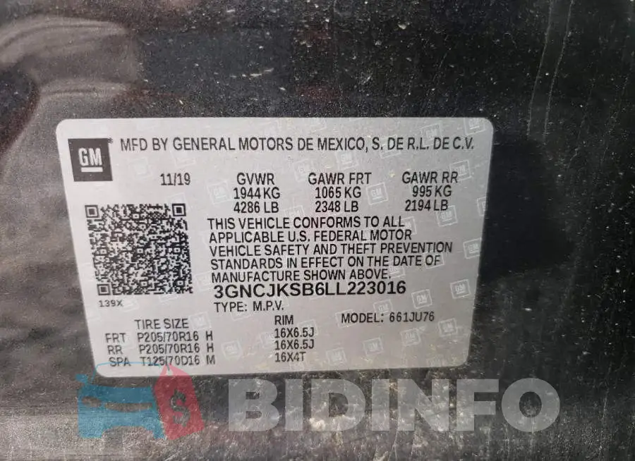 3GNCJKSB6LL223016 Photo# 10
