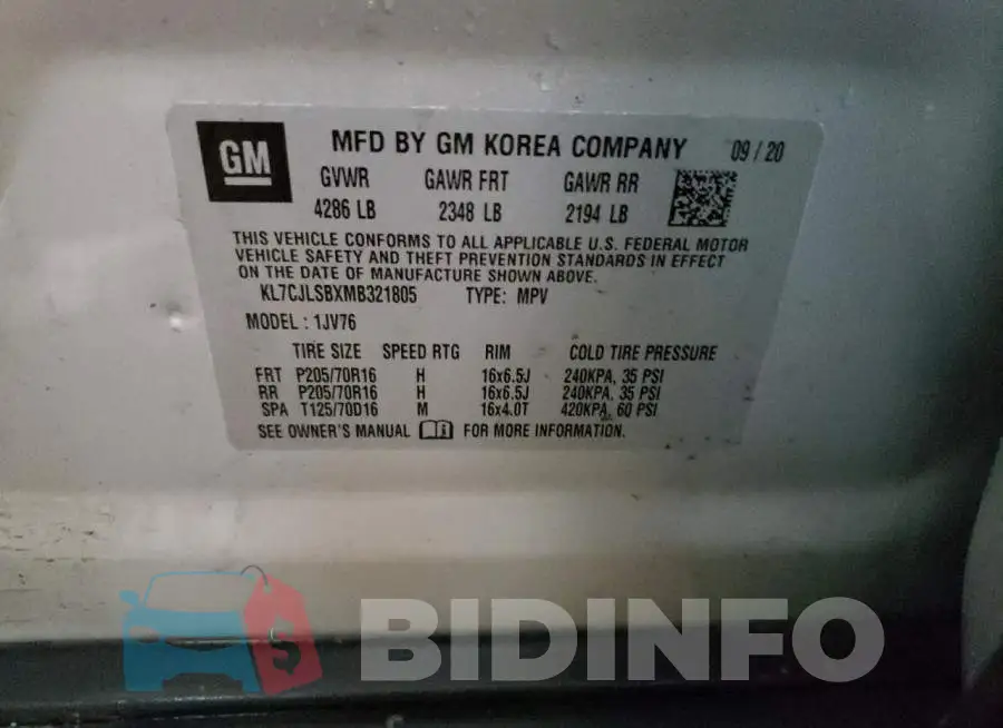 KL7CJLSBXMB321805 Photo# 10
