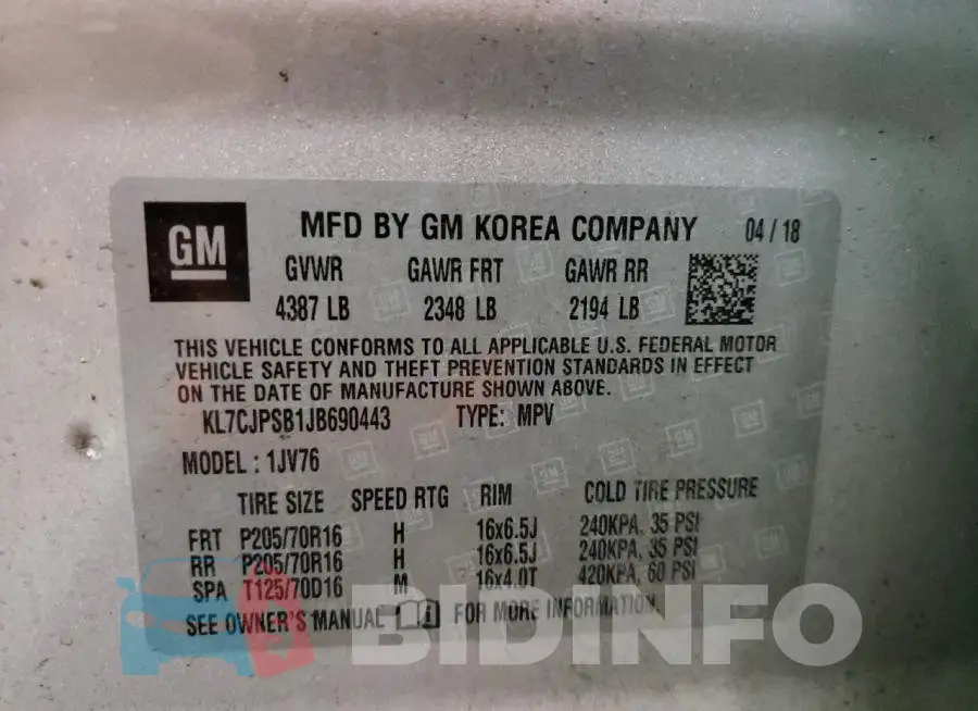 KL7CJPSB1JB690443 Photo# 10