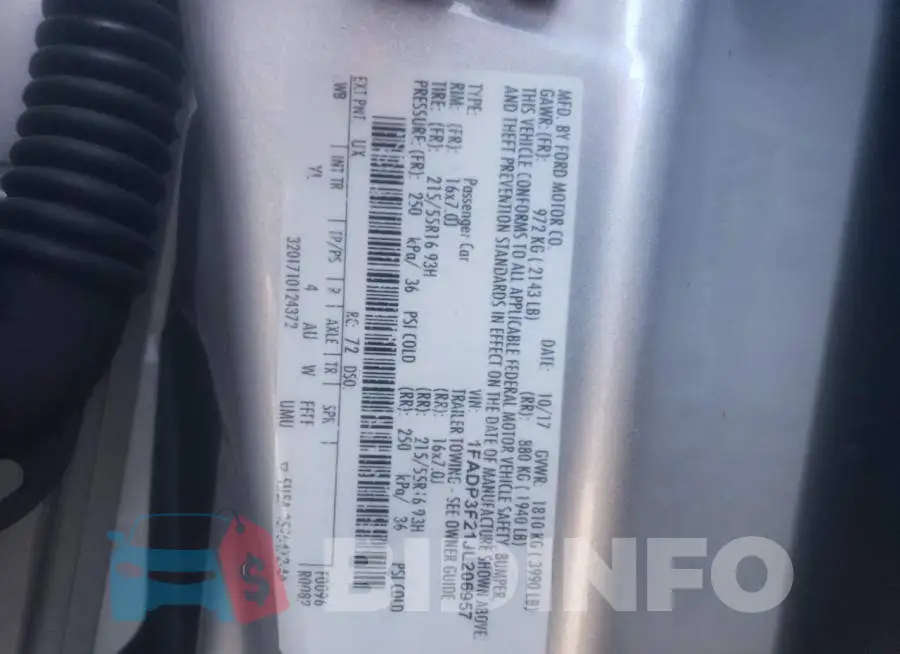 1FADP3F21JL206957 Photo# 10