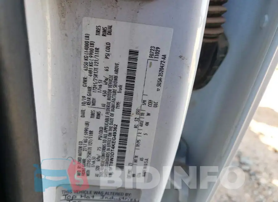 1FT8W3DT4KEG49362 Photo# 10