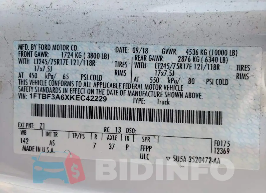 1FTBF3A6XKEC42229 Photo# 10