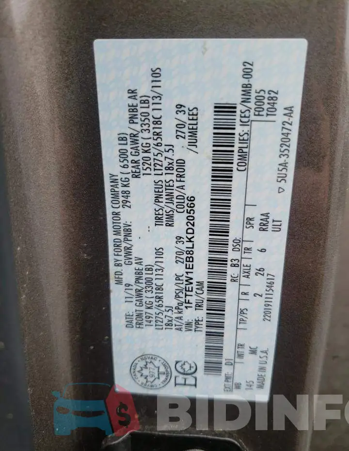 1FTEW1EB8LKD20566 Photo# 10
