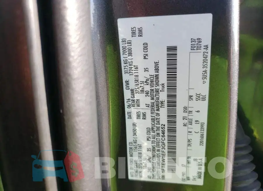 1FTEW1EF3GFC64652 Photo# 10