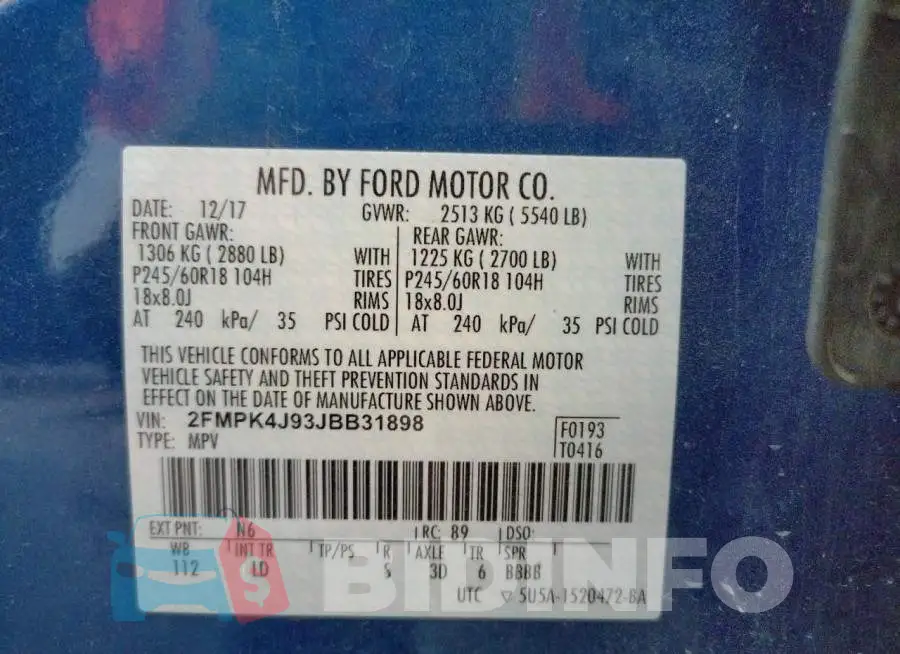 2FMPK4J93JBB31898 Photo# 10