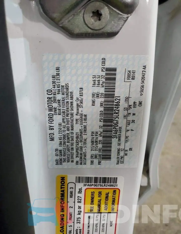 3FA6P0G75LR248621 Photo# 10
