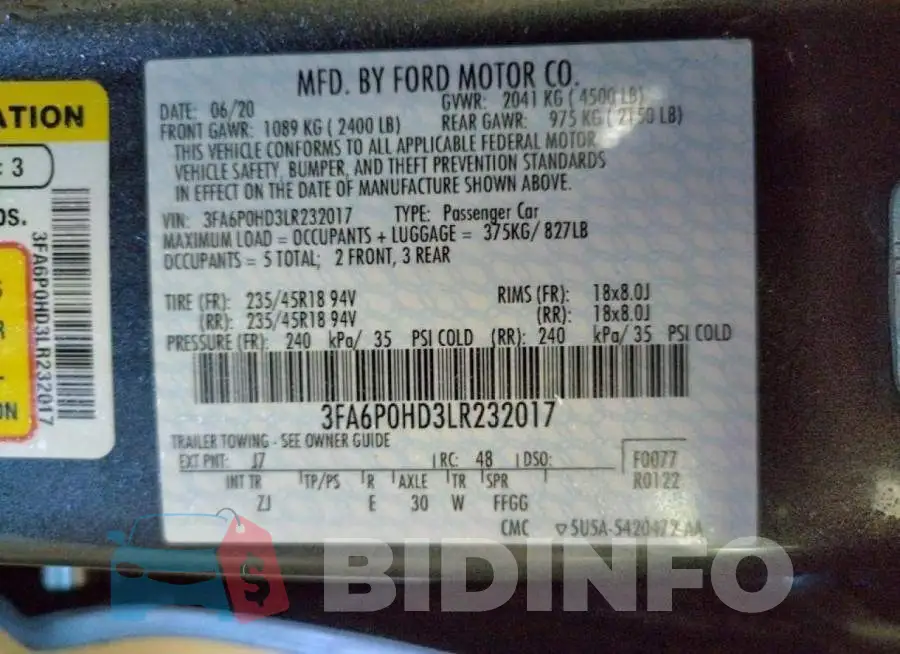 3FA6P0HD3LR232017 Photo# 10