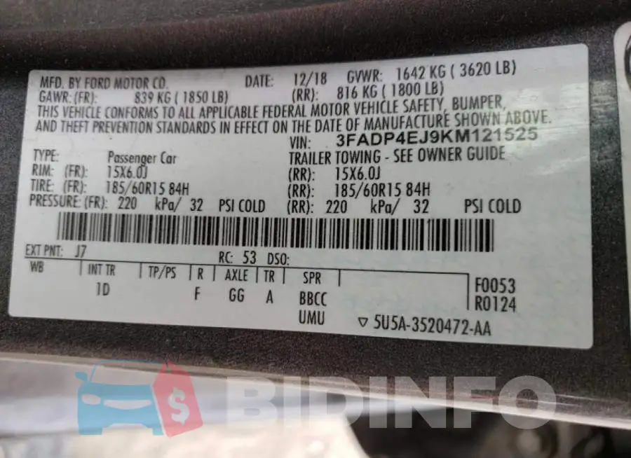 3FADP4EJ9KM121525 Photo# 10