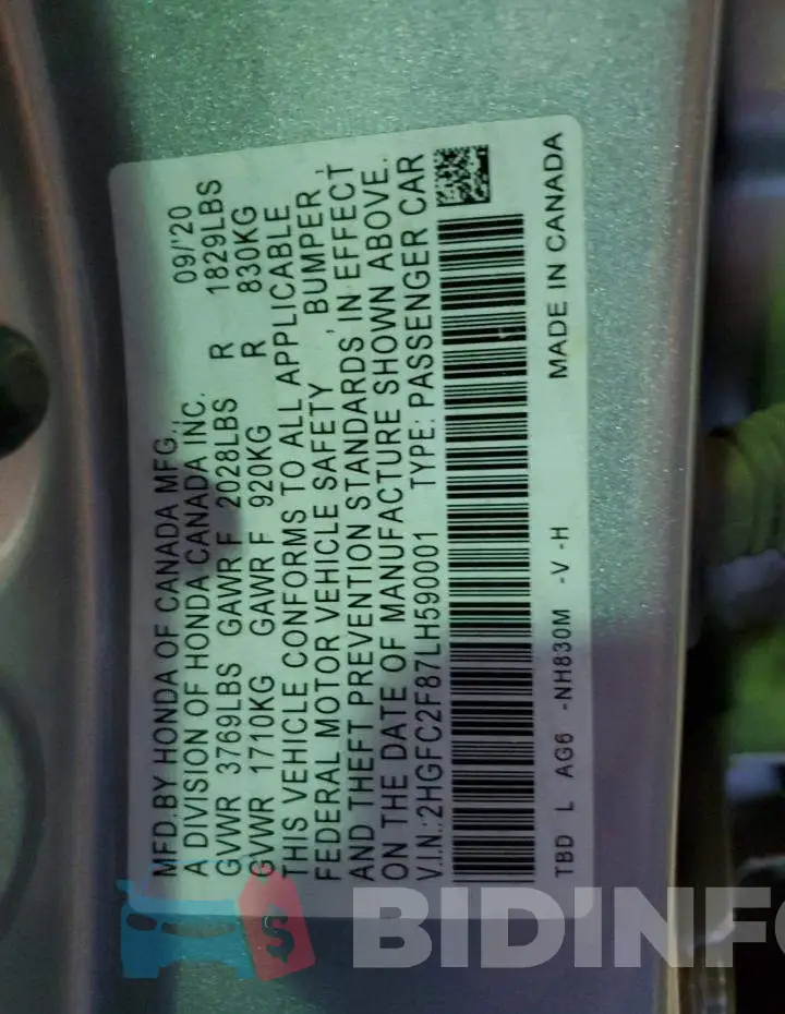 2HGFC2F87LH590001 Photo# 10