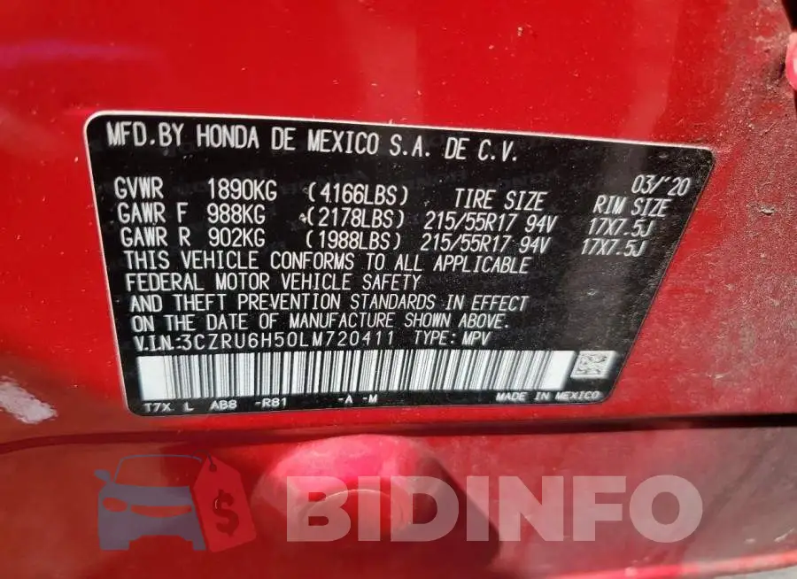 3CZRU6H50LM720411 Photo# 10