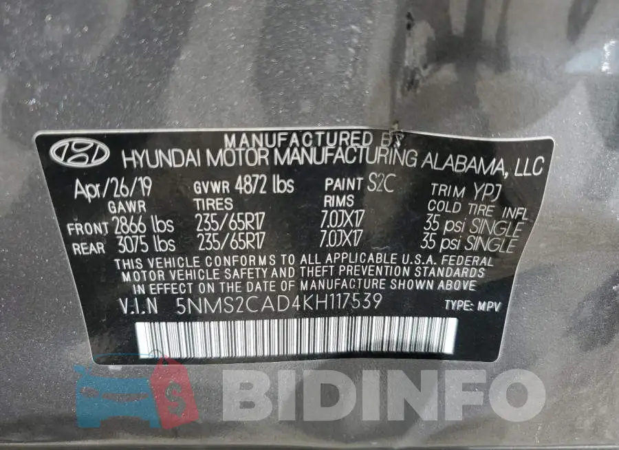 5NMS2CAD4KH117539 Photo# 10