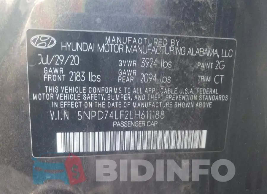 5NPD74LF2LH611188 Photo# 10