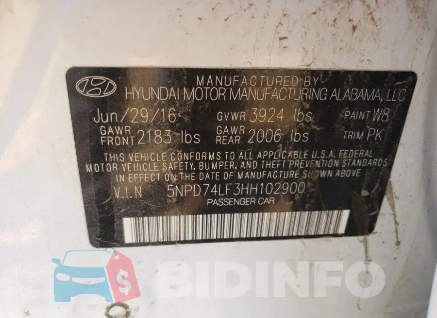 5NPD74LF3HH102900 Photo# 10