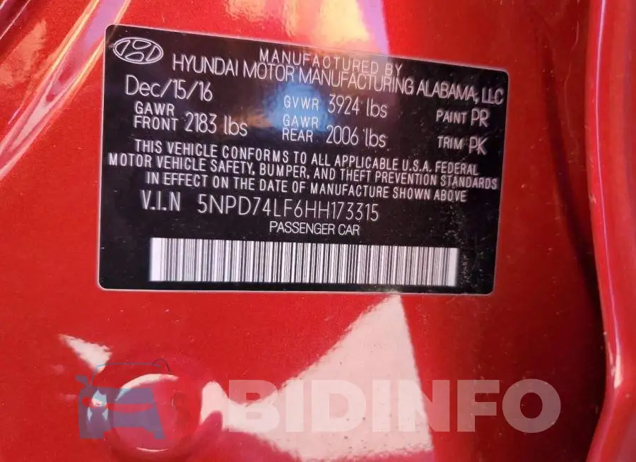 5NPD74LF6HH173315 Photo# 10