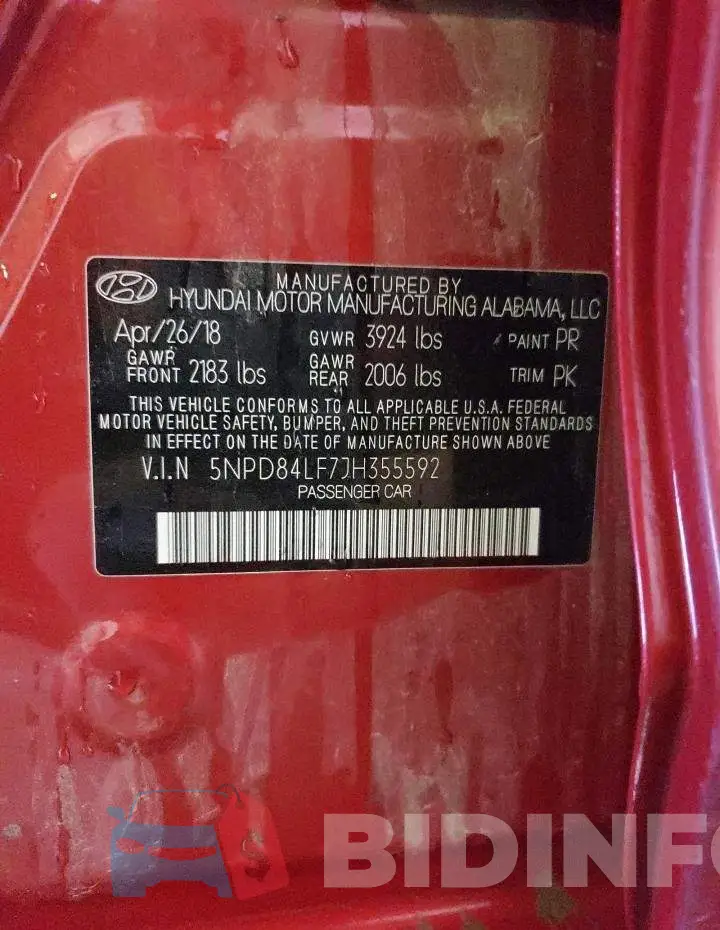 5NPD84LF7JH355592 Photo# 10