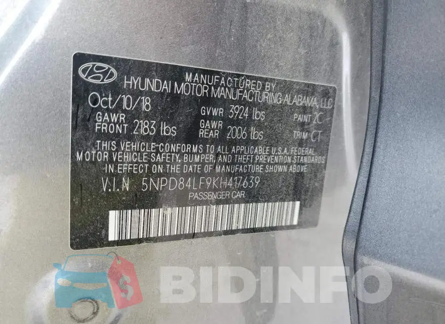 5NPD84LF9KH417639 Photo# 10