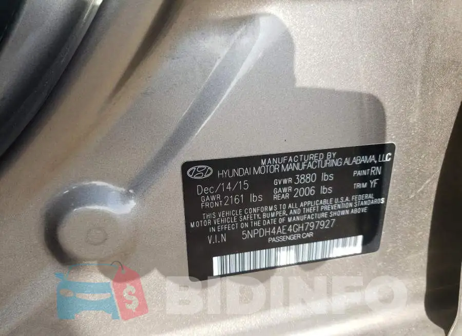 5NPDH4AE4GH797927 Photo# 10