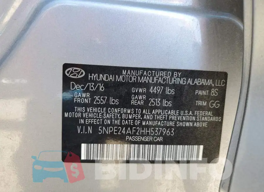 5NPE24AF2HH537963 Photo# 10