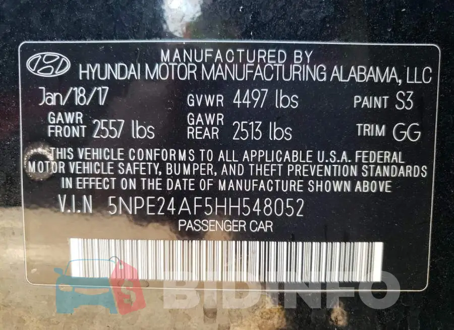 5NPE24AF5HH548052 Photo# 10