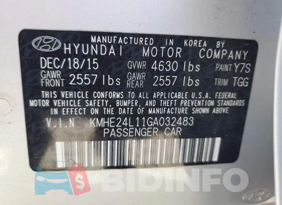 KMHE24L11GA032483 Photo# 10