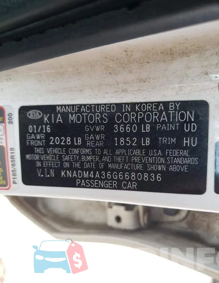 KNADM4A36G6680836 Photo# 10