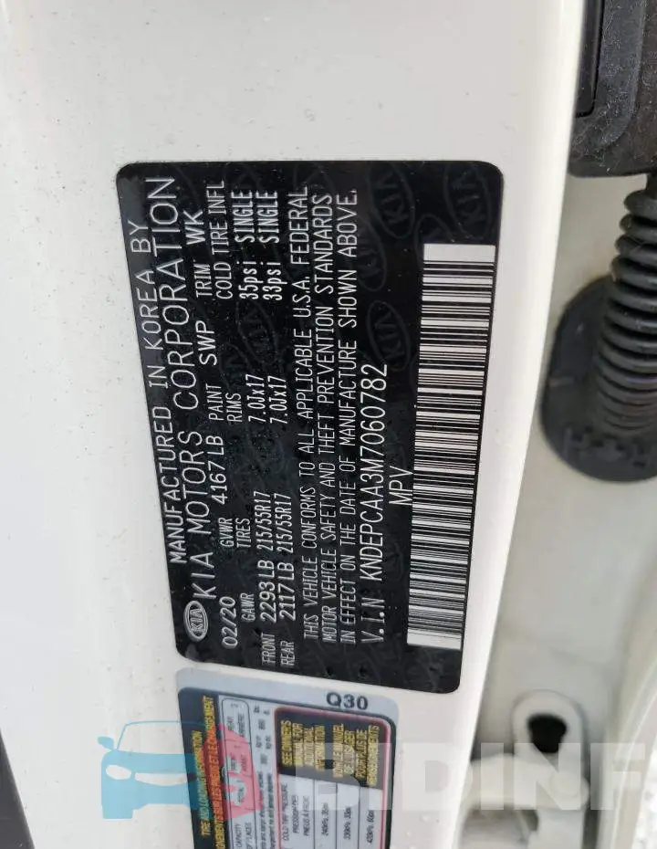KNDEPCAA3M7060782 Photo# 10