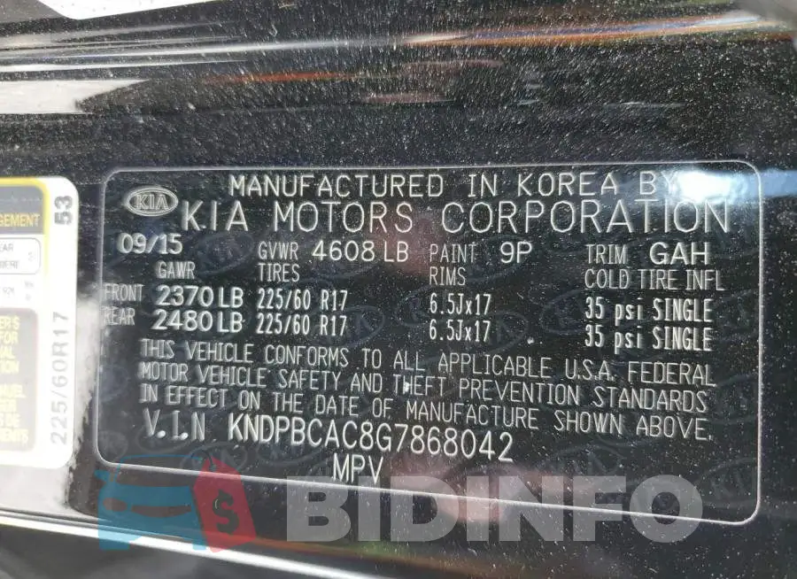 KNDPBCAC8G7868042 Photo# 10