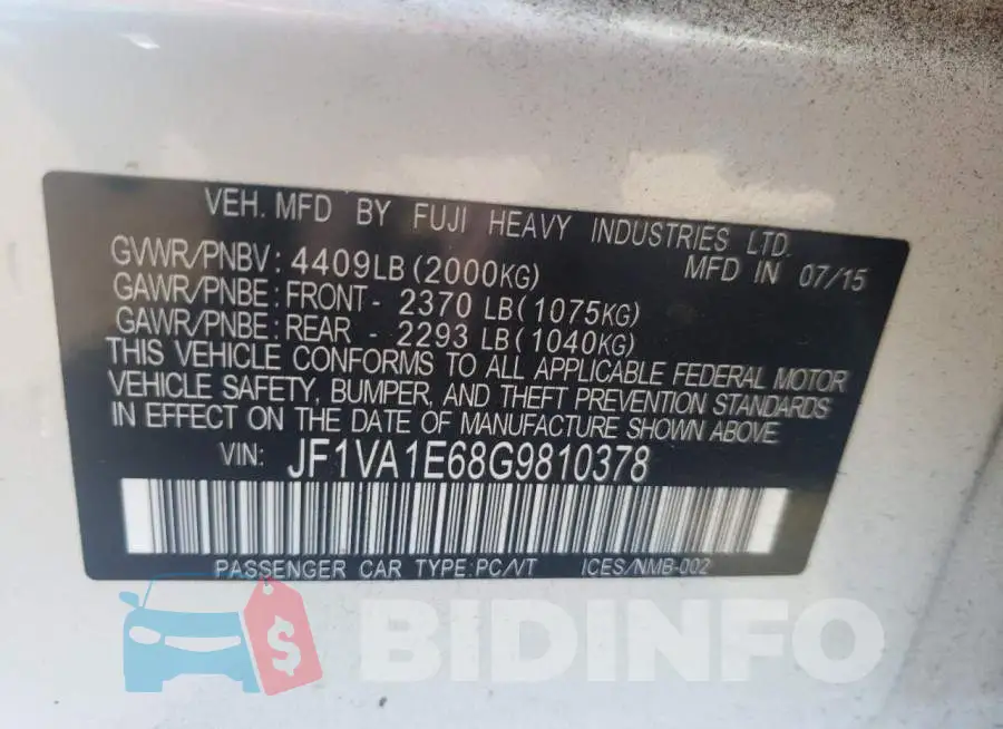 JF1VA1E68G9810378 Photo# 10