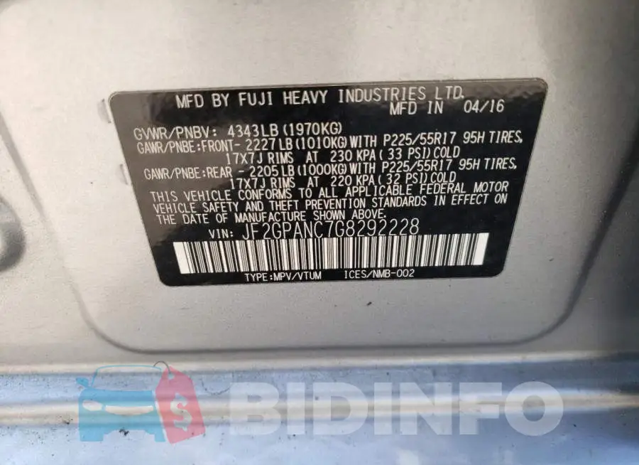 JF2GPANC7G8292228 Photo# 10
