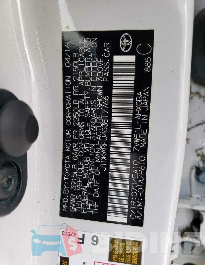JTDKARFU4G3517766 Photo# 10