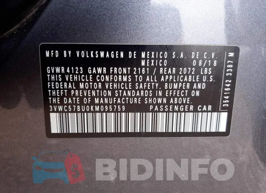 3VWC57BU0KM095759 Photo# 10