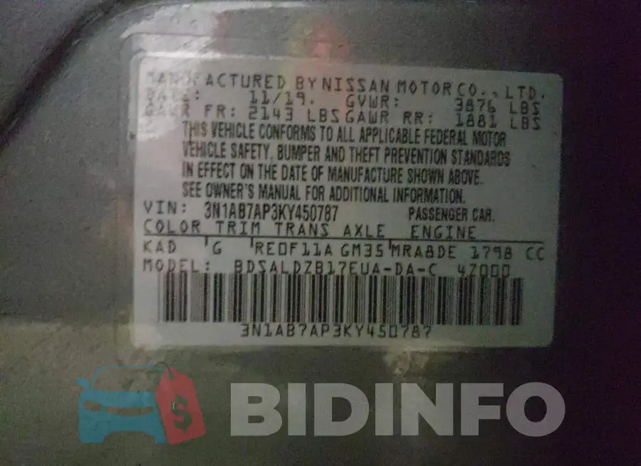 3N1AB7AP3KY450787 Photo# 10