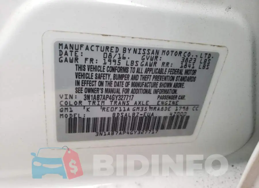 3N1AB7AP4GY327717 Photo# 10