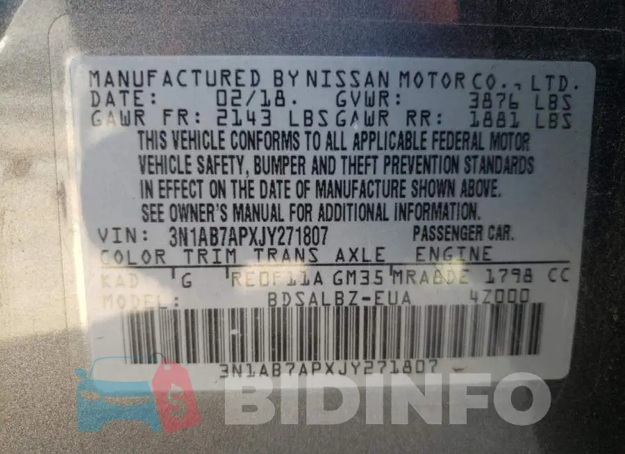 3N1AB7APXJY271807 Photo# 10