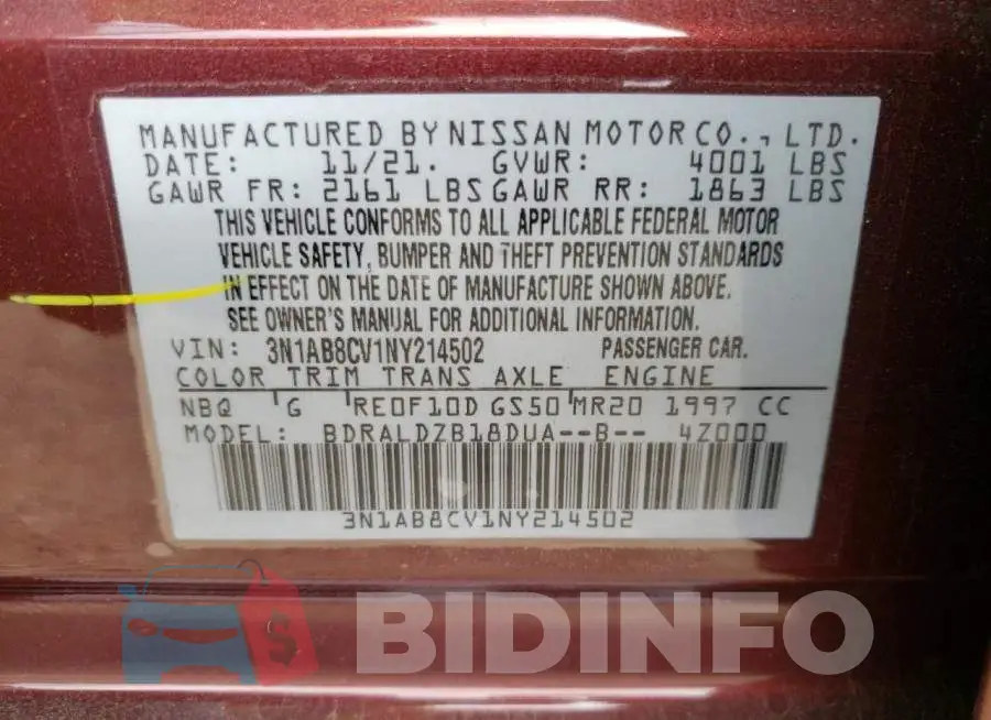 3N1AB8CV1NY214502 Photo# 10