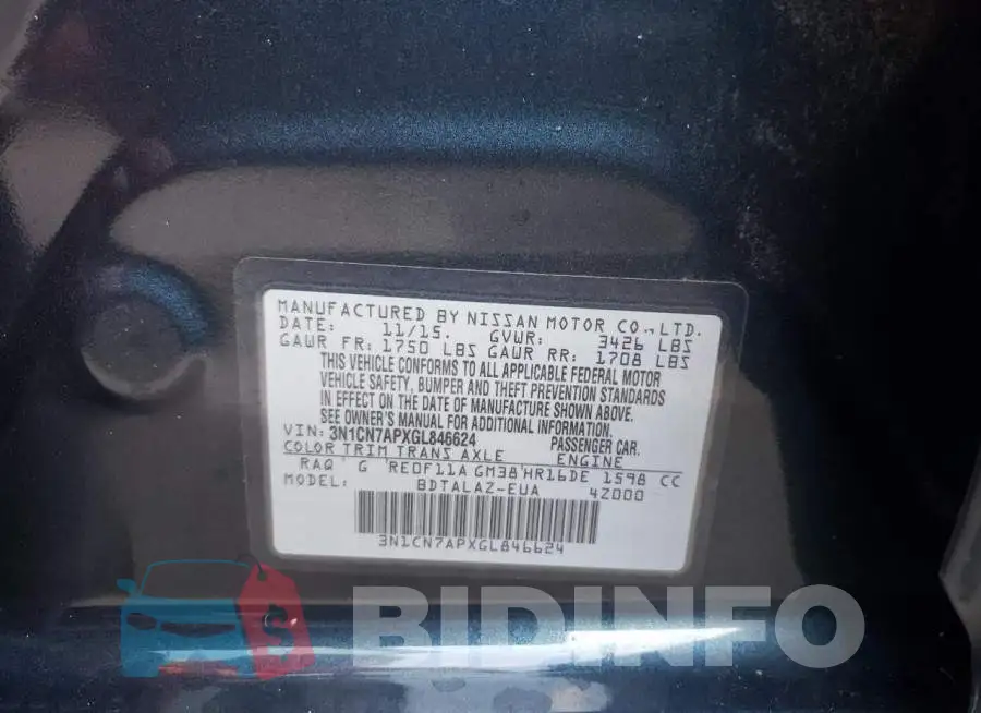 3N1CN7APXGL846624 Photo# 10
