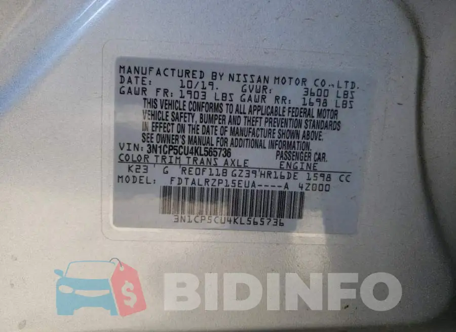 3N1CP5CU4KL565736 Photo# 10