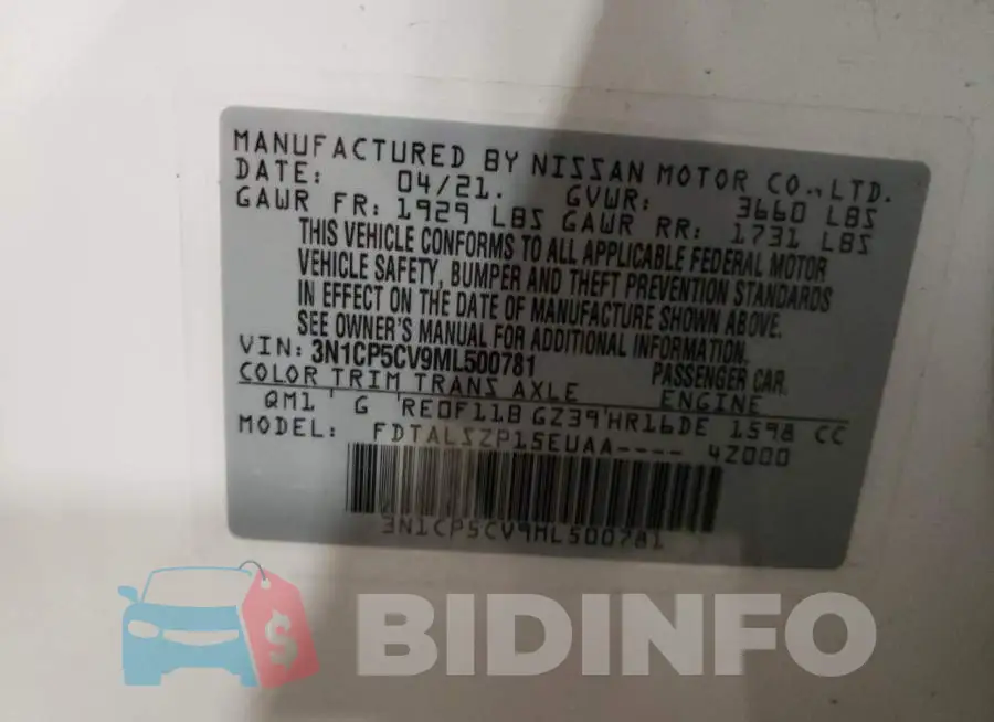 3N1CP5CV9ML500781 Photo# 10