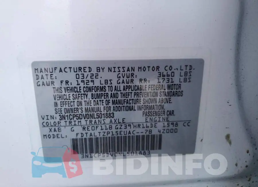3N1CP5DV0NL501883 Photo# 10