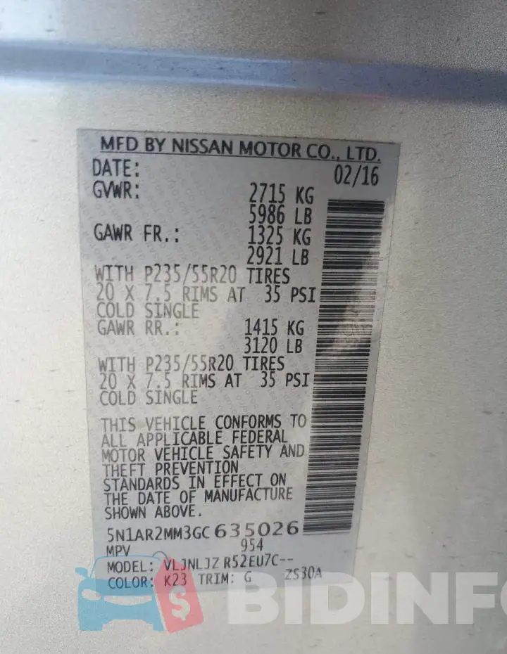 5N1AR2MM3GC635026 Photo# 10