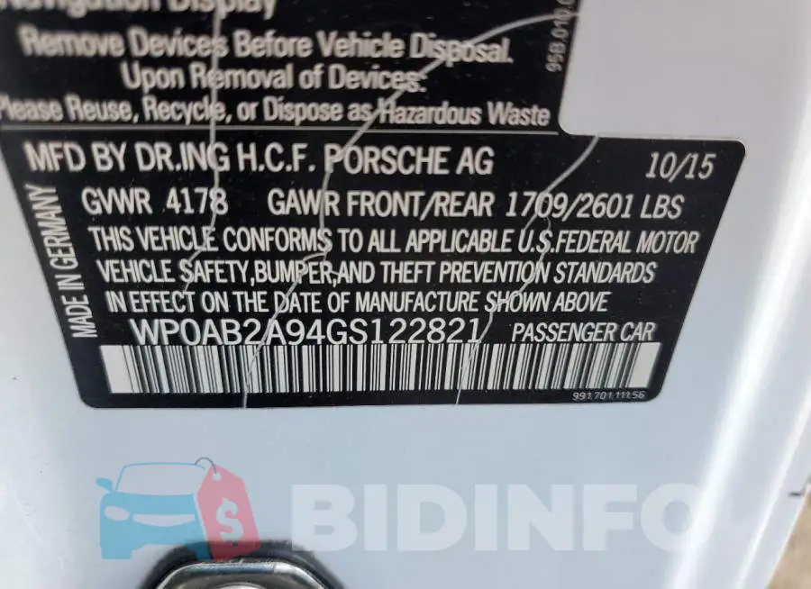 WP0AB2A94GS122821 Photo# 10