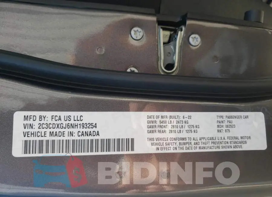2C3CDXGJ6NH193254 Photo# 10