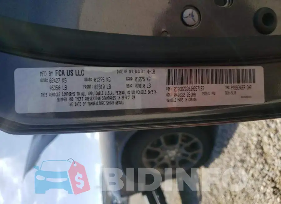2C3CDZGG0JH257167 Photo# 10