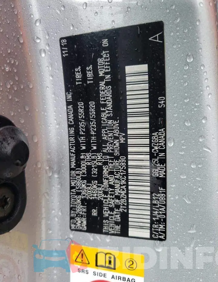 2T2BZMCA1KC175890 Photo# 10