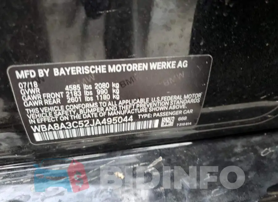 WBA8A3C52JA495044 Photo# 10