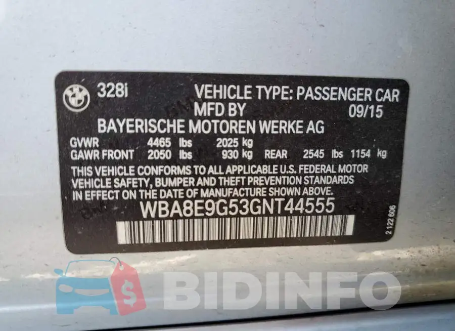 WBA8E9G53GNT44555 Photo# 10