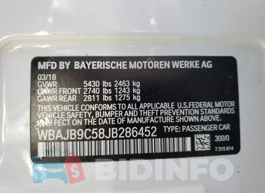 WBAJB9C58JB286452 Photo# 10