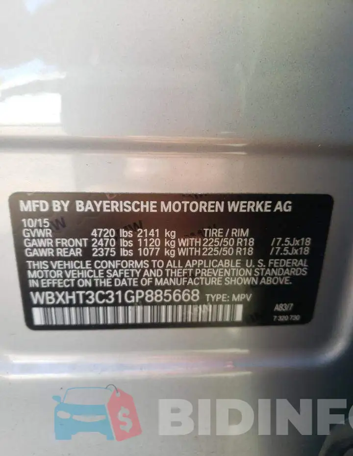 WBXHT3C31GP885668 Photo# 10