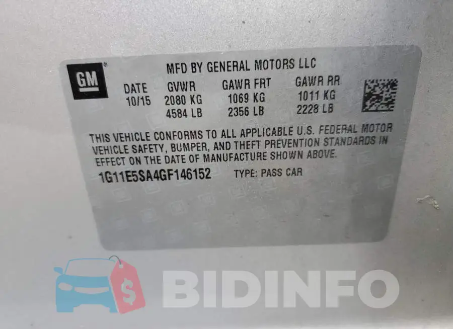 1G11E5SA4GF146152 Photo# 10
